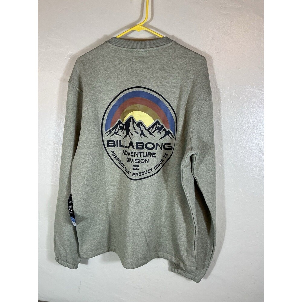 Billabong Mens M Long Sleeve Gray Adventure Division Recycled Sweatshirt Sunset